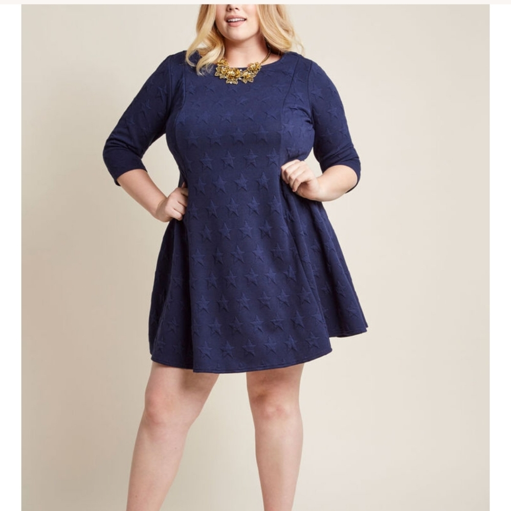 Modcloth In The Mix Knit Dress With Stars Navy - Picture 3 of 10